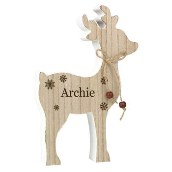 Personalised Any Name Wooden Reindeer Decoration, 3 of 6