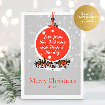 'Message In A Bauble' Hand Drawn Christmas Card With Your Message, 2 of 4
