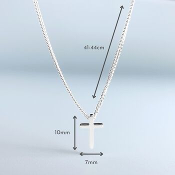 Sterling Silver Tiny Cross Pendant Necklace, 3 of 7