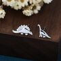 Sterling Silver Mismatched Dinosaur Stud Earrings, thumbnail 1 of 12