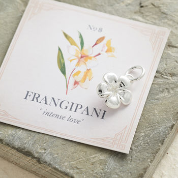 Frangipani Solid Silver Flower Charm, 2 of 7