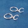 Silver Moon Crescent Hoop Earrings, 925 Sterling, thumbnail 6 of 7