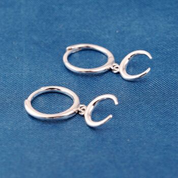Silver Moon Crescent Hoop Earrings, 925 Sterling, 6 of 7