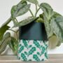 Oak Leaf Planter. Green Fabric Pot. Handmade, thumbnail 1 of 2
