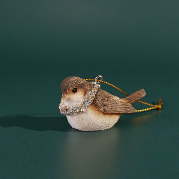 G Decor Set Of Three Cute Golden Songbird Trio Handcrafted Festive Bird Christmas Tree Hanging Decorations, 3 of 5
