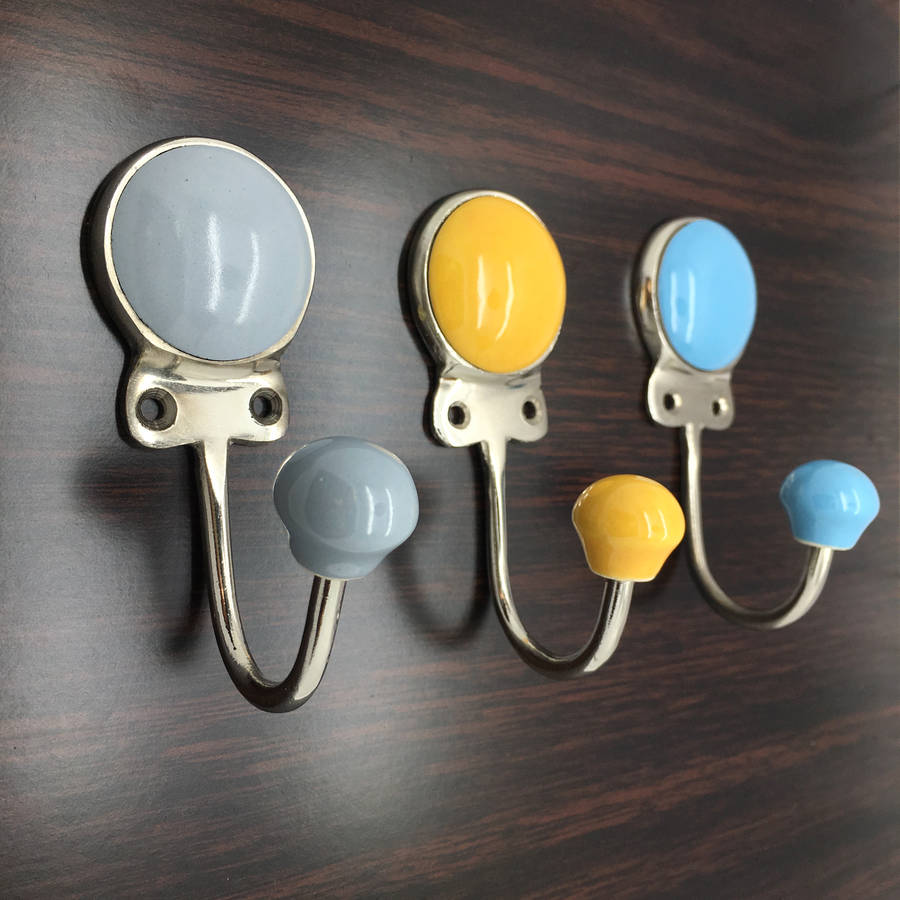coloured ceramic plain coat rack hook by g decor