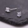 Sterling Silver Extra Small Cz Stud Earrings, thumbnail 1 of 12