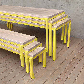 Itchen Ash Dining Table Neon Yellow Legs, 5 of 5