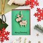 Personalised Reindeer Decoration Christmas Card, thumbnail 6 of 6
