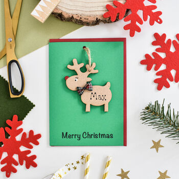 Personalised Reindeer Decoration Christmas Card, 6 of 6