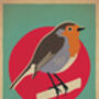 Robin Redbreast Birds Vintage Retro Style Poster Print, thumbnail 2 of 2