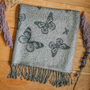 All Over Butterfly Ombre Pashmina Scarf Black Mix, thumbnail 7 of 9