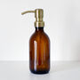 Refillable Amber Bottle With Brushed Gold Metal Pump, thumbnail 4 of 6