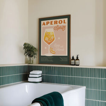 Retro Aperol Spritz Cocktail Print, 7 of 9