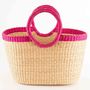 Oval Pink Rim Bolga Shopping Basket, thumbnail 5 of 8