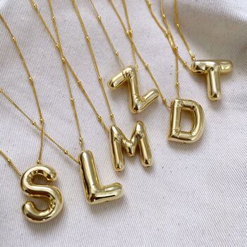 Initial Balloon Letter Necklace Sterling Silver In Gold, 5 of 9