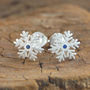 Snowflake Blue Sapphire Sterling Silver Stud Earrings, thumbnail 1 of 3