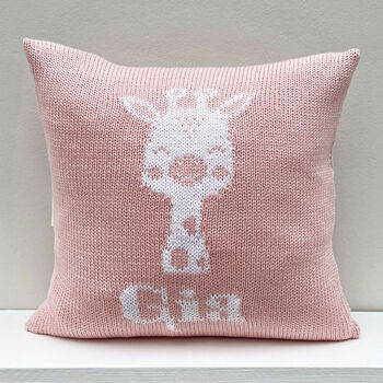 Personalised Knitted Giraffe Cushion, 6 of 12