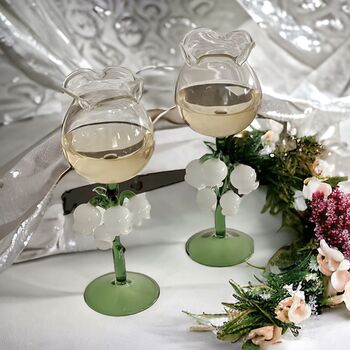 Set Of Two Luxury Lily Wine Glasses, 2 of 6