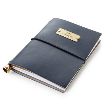 Personalised Leather Journal With Brass Plate, 5 of 7