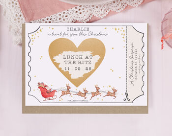 Personalised Christmas Santa Sleigh Gift Reveal Scratch Voucher, 2 of 3