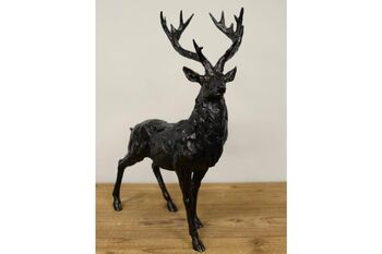 38cm Standing Stag Deer Bronze Effect Ornament Figurine Gift, 7 of 8