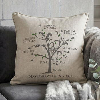 Personalised Diamond Anniversary Family Tree Cushion, 2 of 6