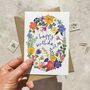 Whimsical Floral Garden Birthday Card, thumbnail 1 of 4
