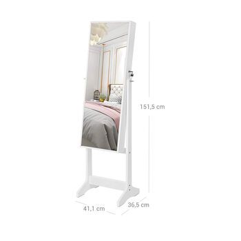 White Full Mirrored Standing Jewelry Cabinet Armoire, 6 of 6