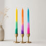 Set Of Three Colourful Dip Dye Taper Candles, thumbnail 1 of 4