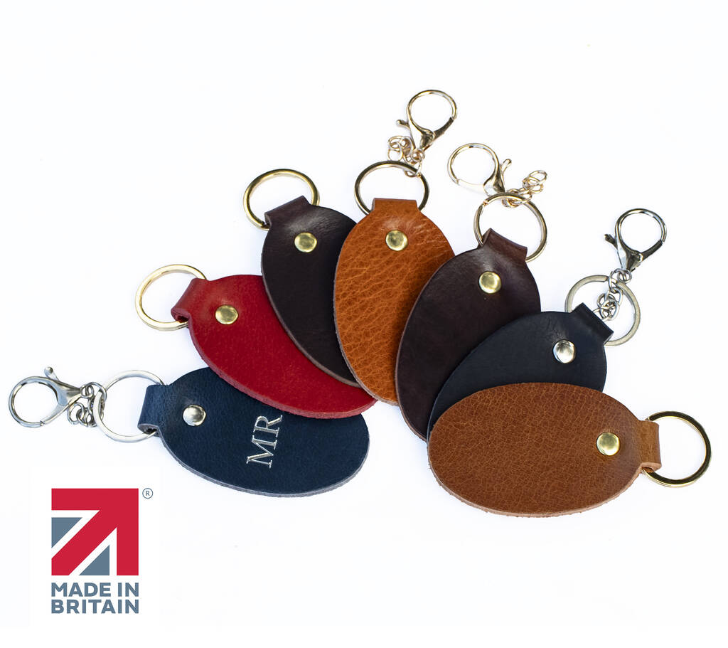Handmade Personalised Leather Keyring – Custom Initials Gift Boxed, 1 of 8