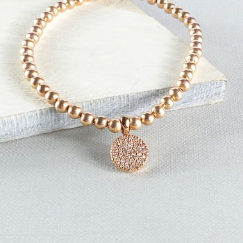 18ct Rose Gold Plated Pave Charm Bracelet, 3 of 4