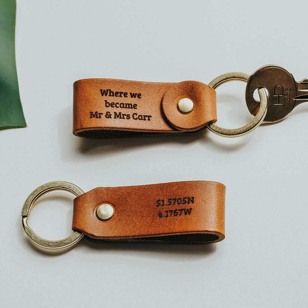 personalised leather keyring set by create gift love ...