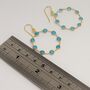 Blue Turquoise Gold Hoop Earrings, thumbnail 3 of 5