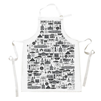 Liverpool Illustrated Black And White Apron, 7 of 9