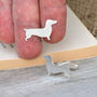 Dachshund Cufflinks In Sterling Silver Personalised, thumbnail 4 of 5
