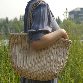 Hand Woven Genuine Leather Shopping Bag, 2 of 12