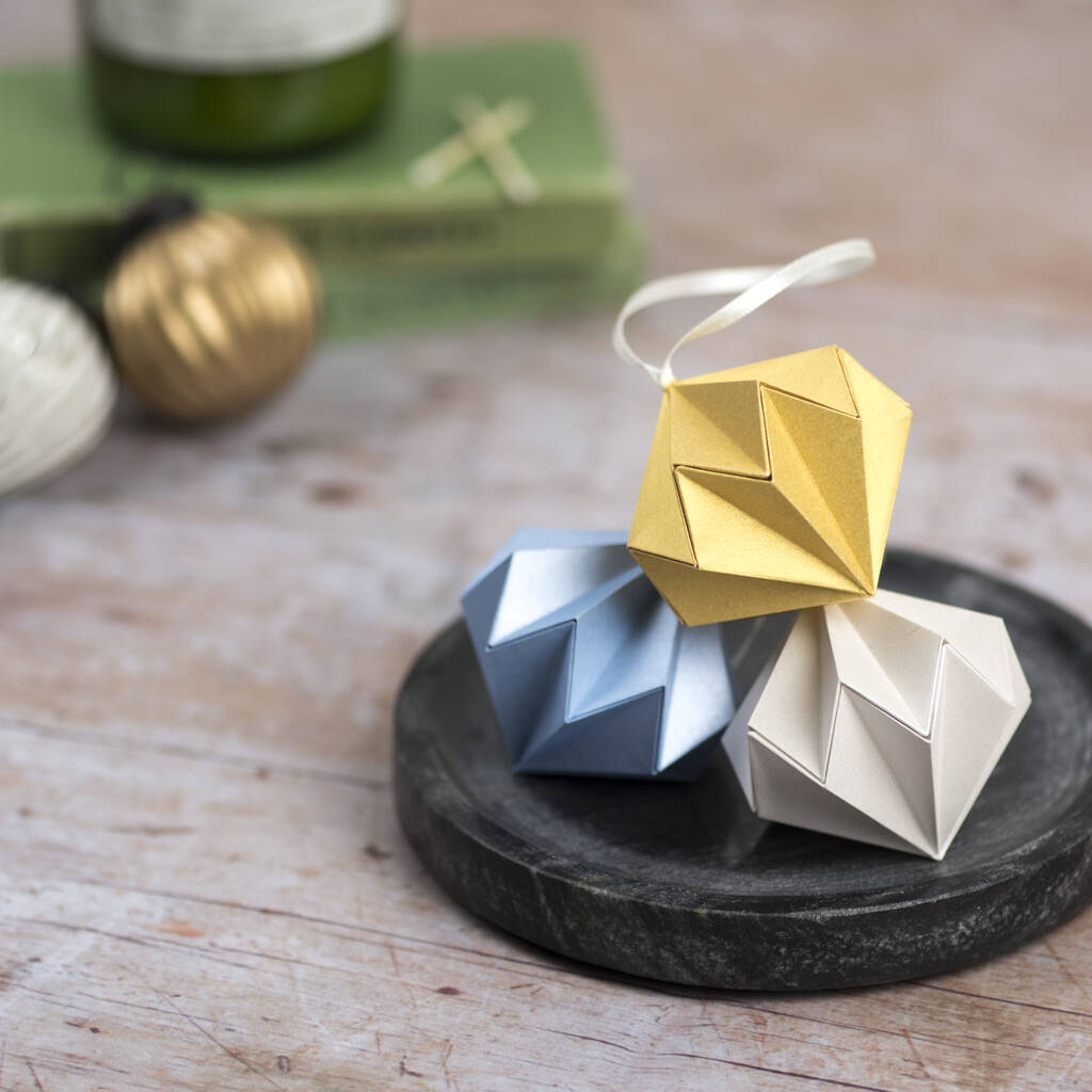 Metallic Diamond Origami Paper Christmas Decoration, 1 of 8
