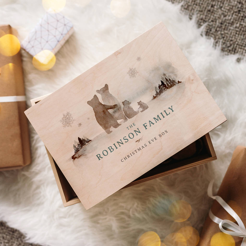 personalised bear family christmas eve box by the drifting bear co | notonthehighstreet.com