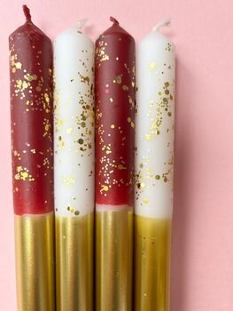 White, Gold And Red Glitter Christmas Candles 'Plum Puddings', 3 of 5