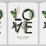 'Love' Tropical Botanical Houseplant Print Personalised, thumbnail 3 of 4