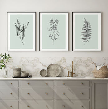 Floral Set Of Three Line Art Botanical Prints, 3 of 12