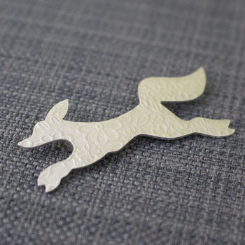 Sterling Silver Watercolour Small Fox Brooch, 2 of 3