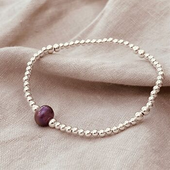 Sterling Silver Purple Freshwater Pearl Bracelet, 5 of 5