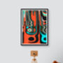 Retro Abstract Wall Art, Orange And Black Shapes, thumbnail 6 of 12