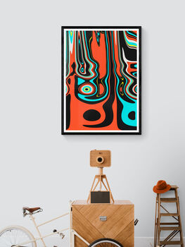 Retro Abstract Wall Art, Orange And Black Shapes, 6 of 12