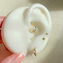 10k Solid Gold Moonstone Mini Hoop Earrings, thumbnail 3 of 5