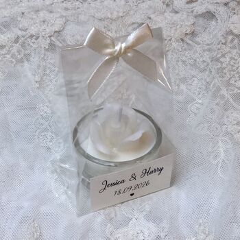 Wedding Favours Candle Roses, Party Personalised Guests Gifts, 4 of 8