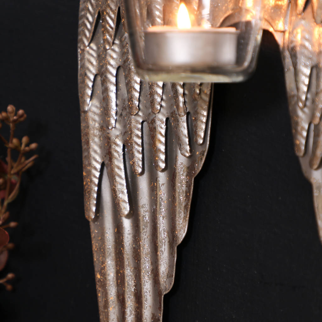 metal hanging angel wings candle holder by dibor