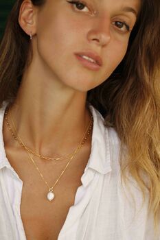 Organic Pearl Charm Necklace In 18ct Gold Vermeil, 4 of 5